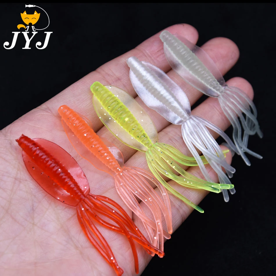 

JYJ 10pcs 6cm Squid Soft grub Baits Fishing Soft Lures Wobblers Silicone Worm Jig Head for Fishing Artificial Baits Isca Pesca