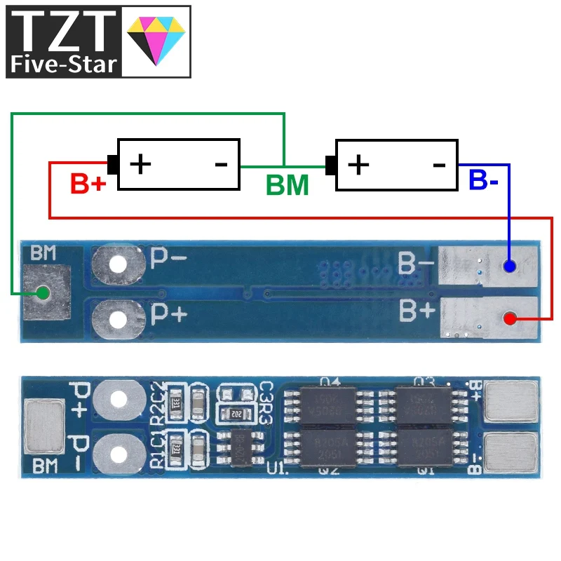 1/3/5 Stück 2S 7,4V 8A Li-Ion 18650 Lithium-Akku-Ladeschutzplatine 8,4V Überstrom- und Überladungs-/Tiefentladungsschutz – Detail 7