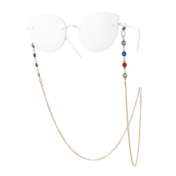 

75cm Reading Alloy Long Sunglasses Lanyard Necklace Glasses Chain Beads Daily Fashion Artificial Crystal Colorful Gift