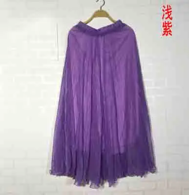 light purple Новые пляжные шифоновые длинные юбки женские юбки с высокой талией макси женские летние юбки-пачки вечерние юбки jupe femme layers saias белые - Цвет: light purple