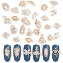 2 pieces water drop Crystal Dangle Chain Charms Nail Jewelry Decorations 24 type luxury Zircon Crystal Rhinestones For Nails