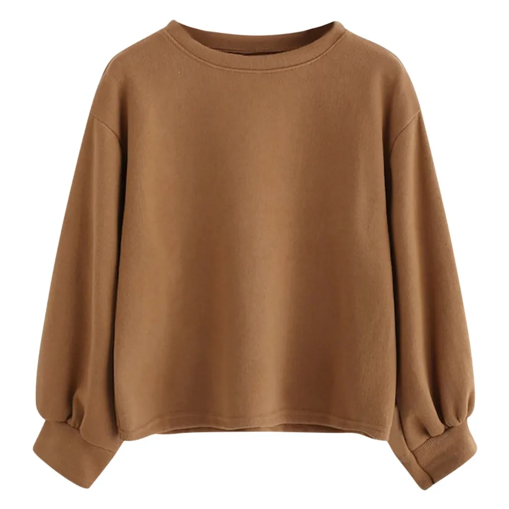 JAYCOSIN Fashion Women Casual Simple Solid Color O-Neck Sweatshirt Long Sleeve Comfortable Soft Blouse Loose Sweatershirt Tops