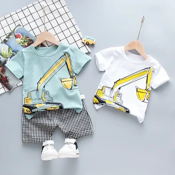 

Tractors Print Clothing Sets Summer Kids Outfits Casual Tracksuit Cotton T Shirt + Shorts Toddler 2 Pieces Set Boys Clothes Set