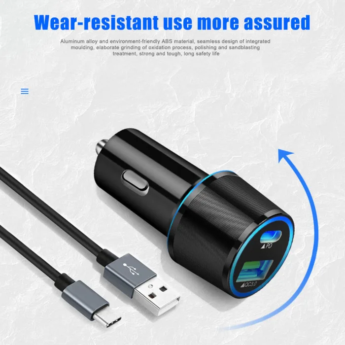 Автомобильное зарядное устройство с usb type C зарядное устройство для быстрой зарядки адаптер для смартфона планшета VH99