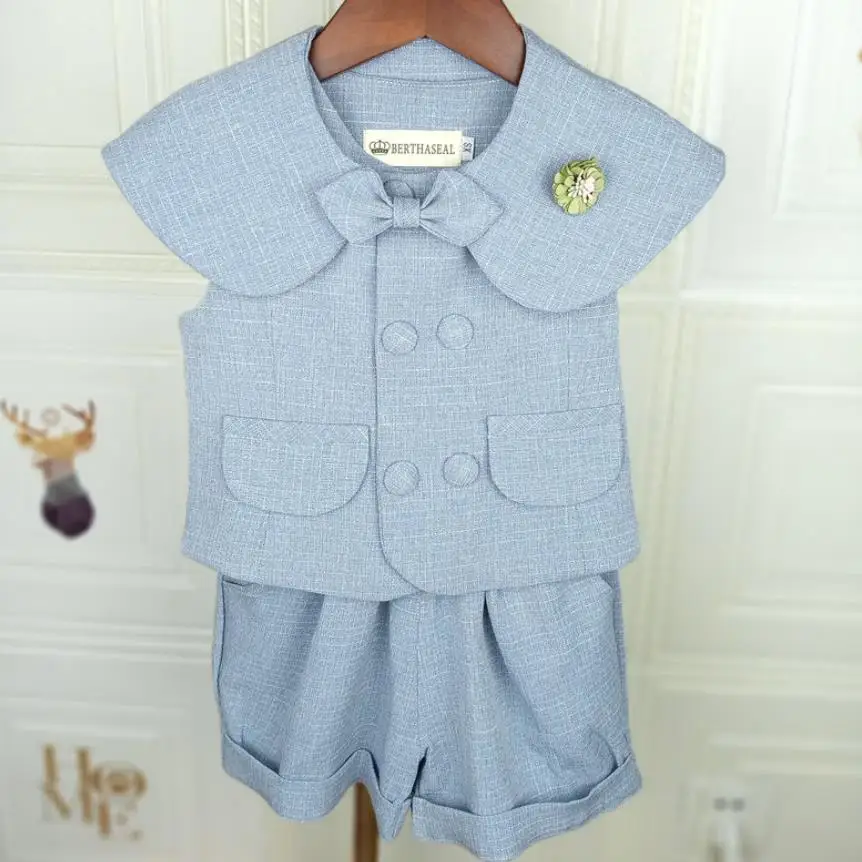 

Top and pants Set Kids Baby Boy Suit Gentleman Wedding Formal Vest Tie 3Pcs Clothes Sets
