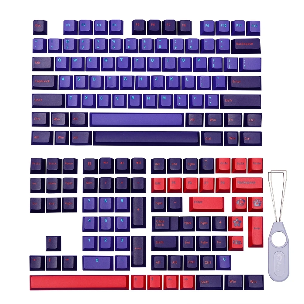 cute keyboards for computers AKKO NEON Keycaps Set Cherry/ASA Profile Double-shot PBT 108 Full Keycaps Set, with 49 Extra Novelty Keycaps gaming computer keyboard