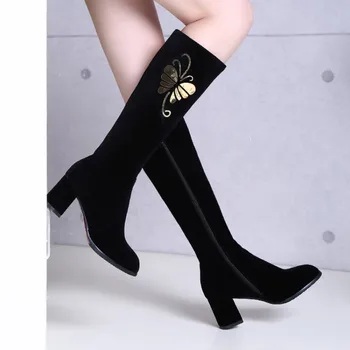 

Oversized boots women woman winter boots women women shoes botas Butterfly sequined side zipper