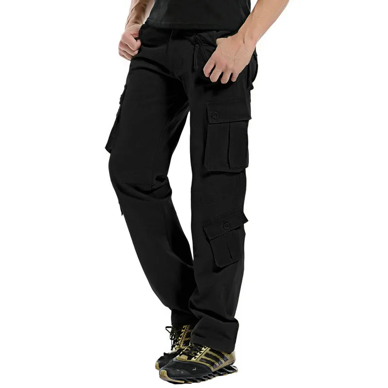 Calça cargo masculina de algodão, estilo militar,