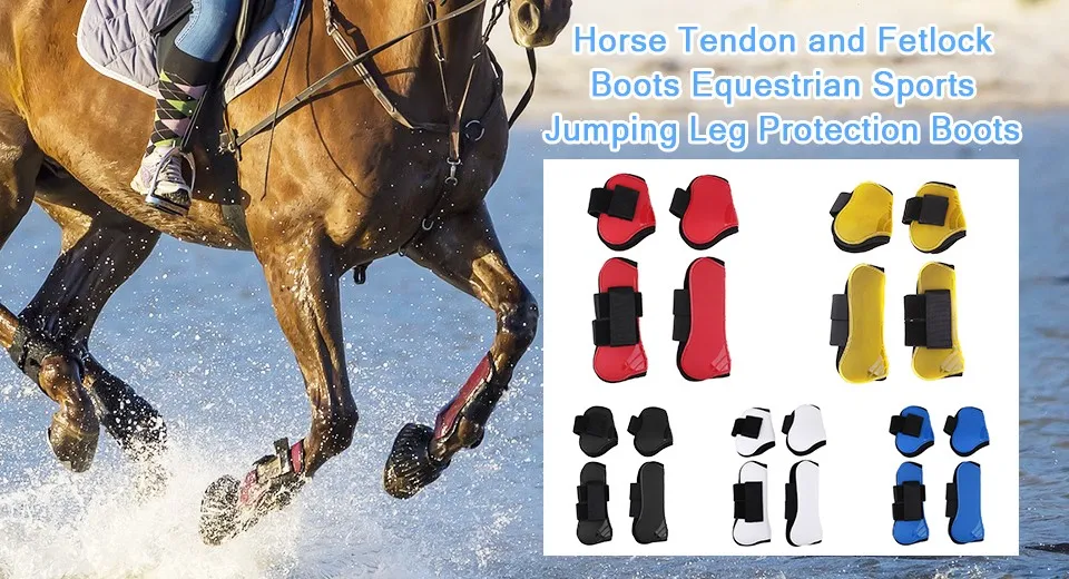 1 Pair PU Secure Leg Protection Horse Tendon Boots Equestrian Equipment