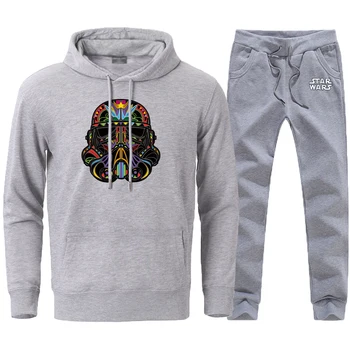 

Star Wars Fashion Print Hoodies Pullover Pant Sets Man Brand 2 Pieces Sportswear Pullover Suits Male Loose Casual Fitness Top