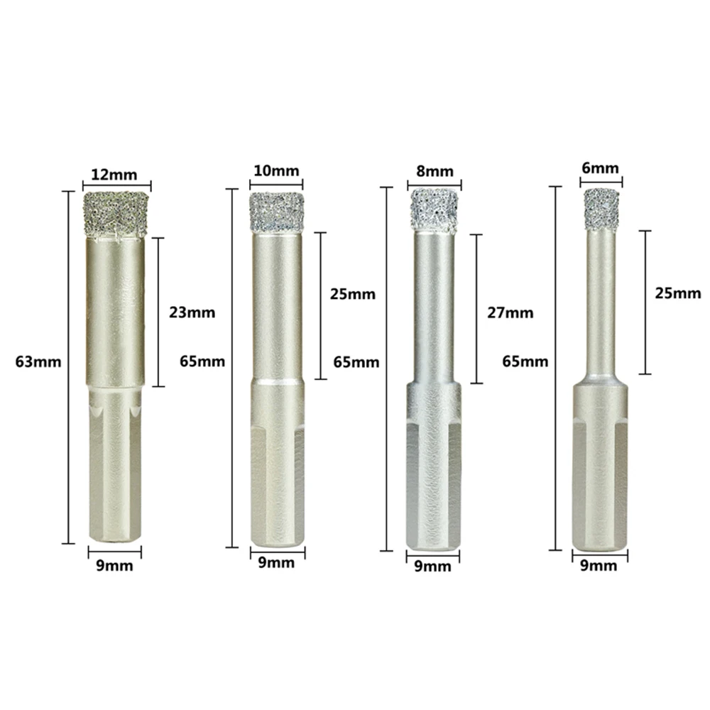 

Diamond Coated Drill Bit 6/8/10/12mm Dry Drilling for Glass Marble Granite Ceramics Hole Cutter Core
