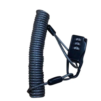 

Motorcycle Helmet Lock Cable Sleek Black Tough Combination PIN Locking Carabiner Device Secures Your Motorbike