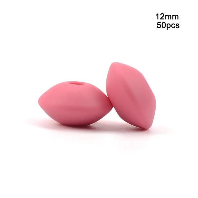 LOFCA 50pcs 12mm Silicone Lentil Beads Baby Teething Beads BPA-Free Food Grade Making Baby Oral Care Pacifier Chain  Accessorise sakura