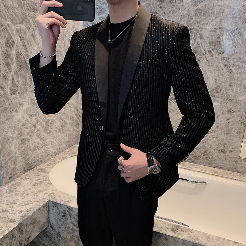 Blazer Men 2021 New Sequins Male 
