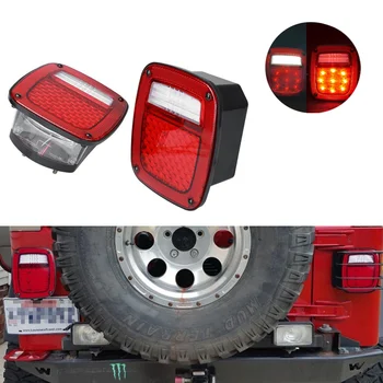 

2PCS LED Tail Light With License Plate Lamp Stop Turn Signal Back up Light For Jeep WranglerJK TJ 76-06 YJ CJ 1997-2016 COOYIDOM