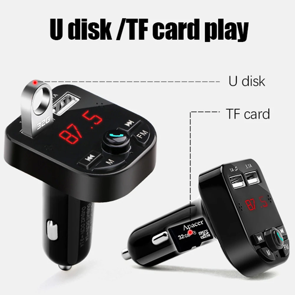3.1A+ 1A двойной USB Быстрый зарядный автомобильный bluetooth-приемник MP3 конверсионный плеер Мобильный телефон USB прикуриватель автомобильное зарядное устройство X5