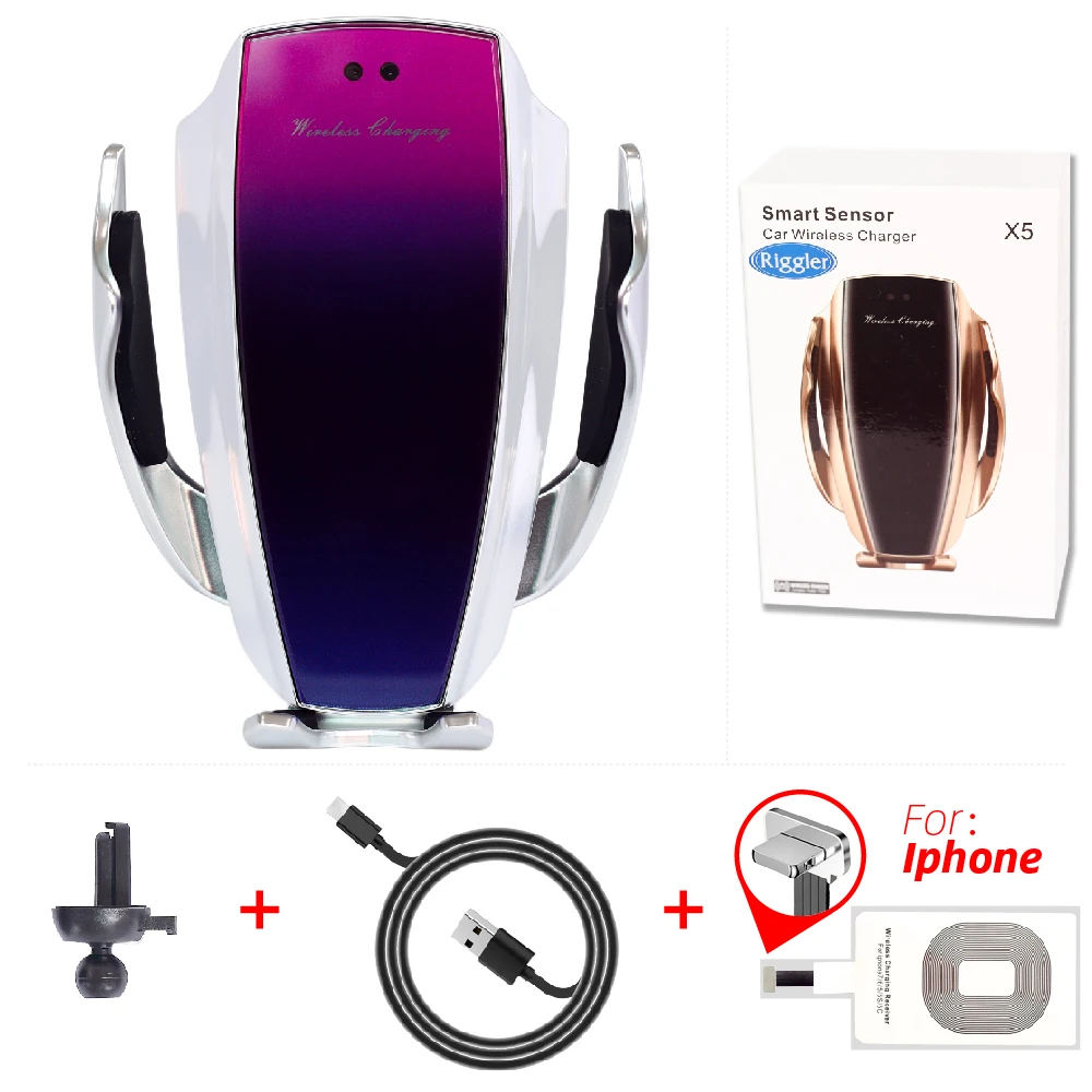 Infrared Induction Qi Wireless Charger Car 10W Fast Charging Holder for Iphone XR XS 8/8 Plus Huawei P30Pro Mate20Pro - Тип штекера: Dazzling for Iphone