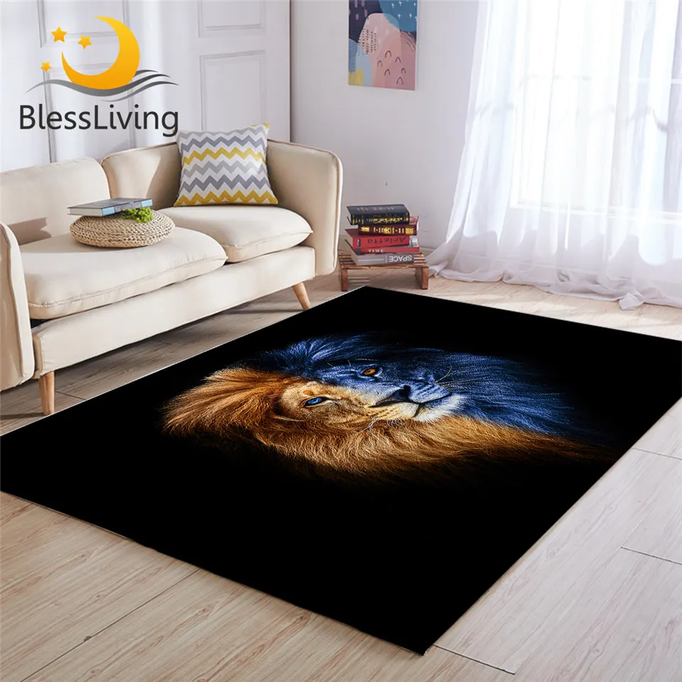 Wild Animal Portrait Design Lion Area Rugs Bedroom Carpet Living Room Floor Mat 