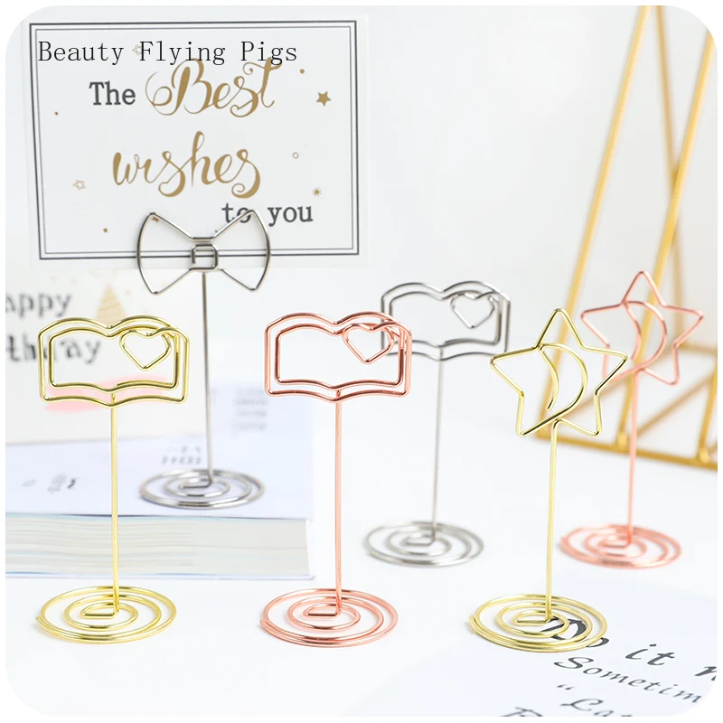

1Pcs Creative metal note clip vertical simple cute animal shape photo folder message note clip home decoration ornaments