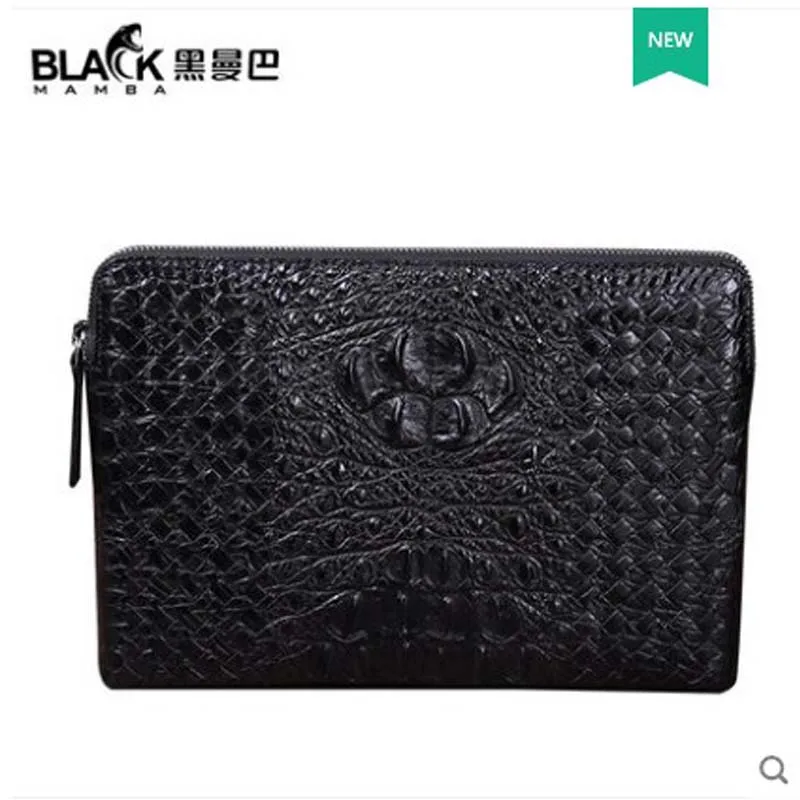 

heimanba Thailand crocodile leather handbag envelope genuine leather hand-woven clutch bag leisure middle-aged new men bag