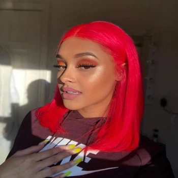 

Bob Red Wigs Synthetic 1x5 Part Wig Black All Machine Made No-shedding Natural Density Middle Part For Black Women