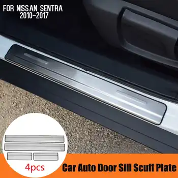 

For Nissan Sentra 2010-2017 Stainless Steel Door Sill Scuff Plate Guard Door Sill Protector Trim Auto Sticker Styling Decoration