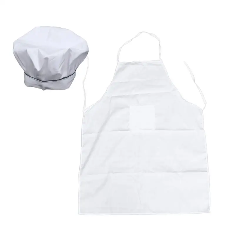 Washable Apron Wear-resisting White Reusable Cooking Apron for Restaurant Cafe Home with A Hat