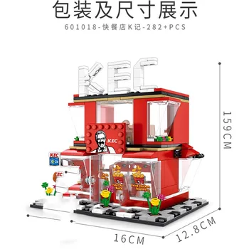 

Mini City Street Series Educational blocks sets Burger Shop Retail Store MOC Building Blocks Bricks Boys Child 3D Diy Toys Gifts
