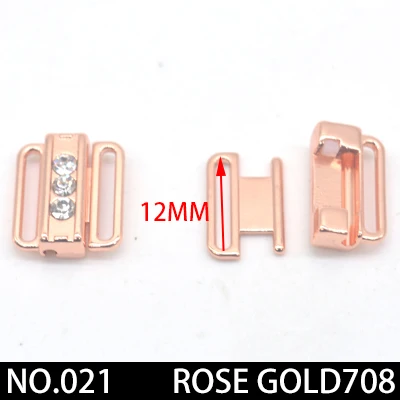 021 12mmrosegold2pcs 2pcs/lot silver gold Rectangle Tape Closure Hook& Clasp Rhinestone bra buckle Waist Extenders Sewing On Clothes Bra Clip Hook - Цвет: 021 12mmrosegold2pcs