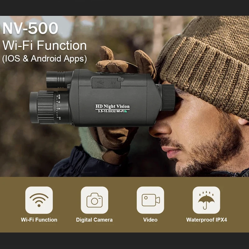 

New D-380E WIFI 720 High Definition High-power Digital Night Vision Camera Video Hunting Patrol Monocular Infrared Telescope