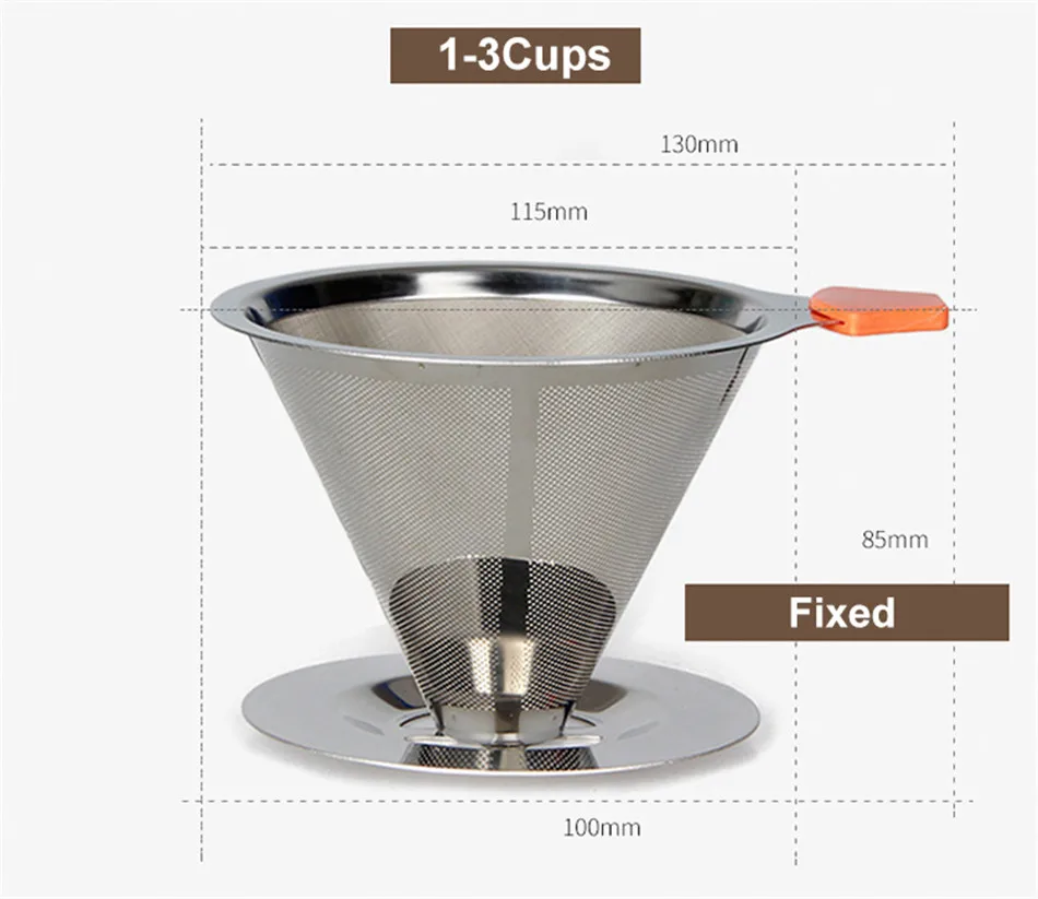 GUNOT Воронка-капельница для кофе, многоразовый держатель для кофейного фильтра из нержавеющей стали, фильтр v60, двухслойный кофейник, металлическая воронка для фильтра