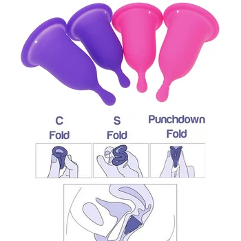 

2pcs Women Silicone Menstrual Cup Lady Menstrual Cup Feminine Hygiene Copa Menstrual Coletor Menstrual