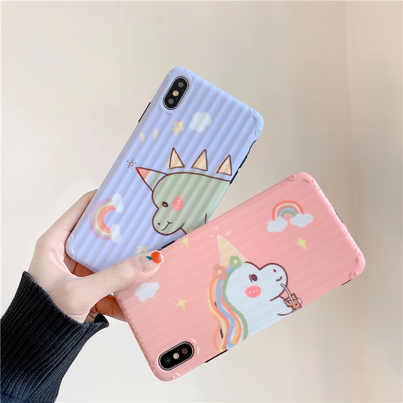 Мультяшный динозавр Единорог чехол для iphone 11 pro XS max Xr X 6 6s 7 8 plus силиконовый креативный универсальный протектор