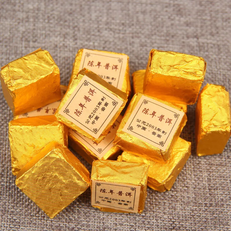 

2003 Years Small Gold Brick Mini Pu Er Tea Yunnan Menghai Puerh Tea Ripe Pu Erh Tea Cha 500g