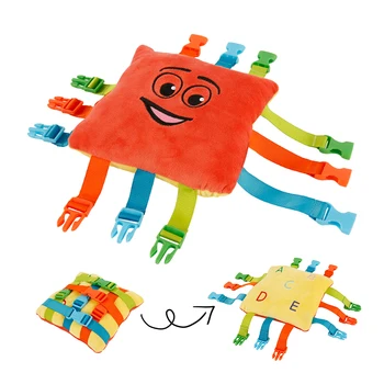 

Soft Buckle Pillow Montessori Baby toys Buckle Letter Basic Life Skills Toddler Learn to Dress Teaching Board Toys for Children