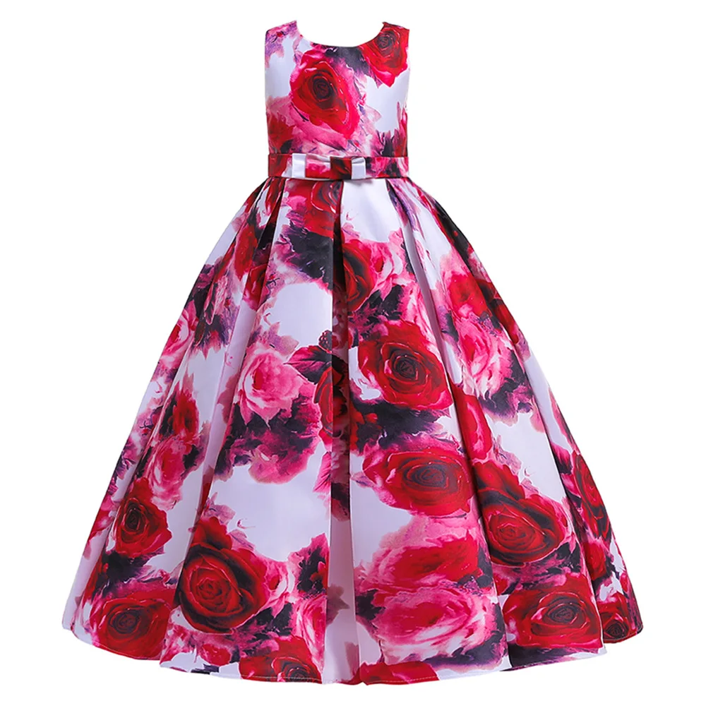 Teens Girls Dresses 5-14 Years old Children Dress Easter Carniva Rose Flower Kids Dress For Girls Vestidos Party Princess Dress (8)