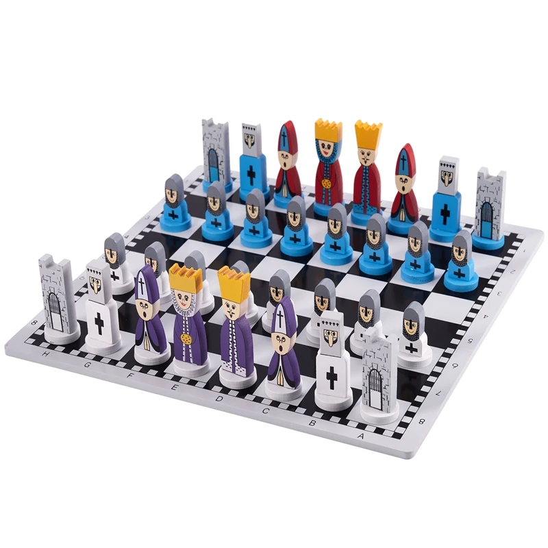 Xadrez de madeira presentes das crianças dos desenhos animados modelagem  internacional xadrez conjunto de tabuleiro de xadrez de madeira jogos de  damas jogo de puzzle brinquedo - AliExpress