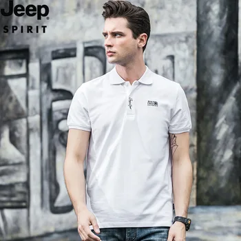 

JEEP SPIRIT Summer Polo Shirt Men Short Sleeves Turn Down Collar Casual Loose Polo Men M-XXXL Pure Cotton Camisa polo masculina