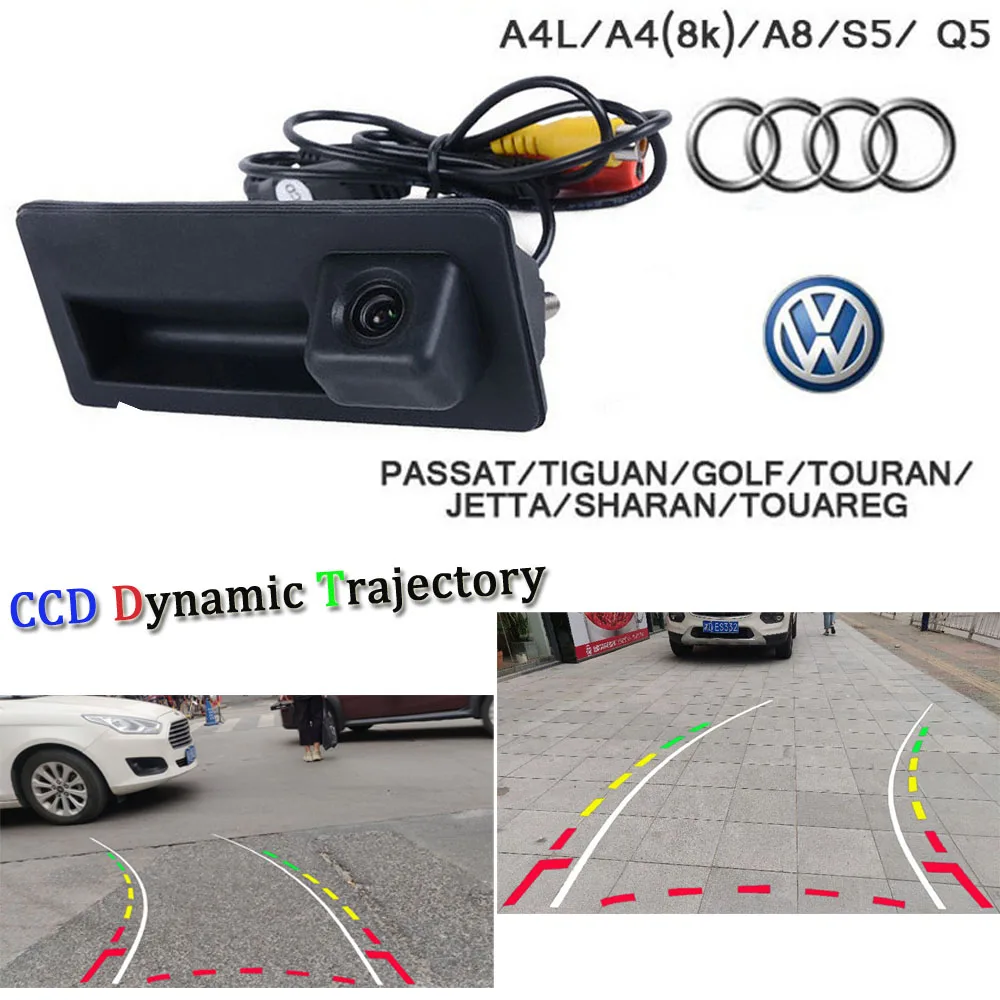 Камера заднего вида с динамической траекторией для Volkswagen VW Passat Golf Polo Jetta Tiguan Touaveg A4