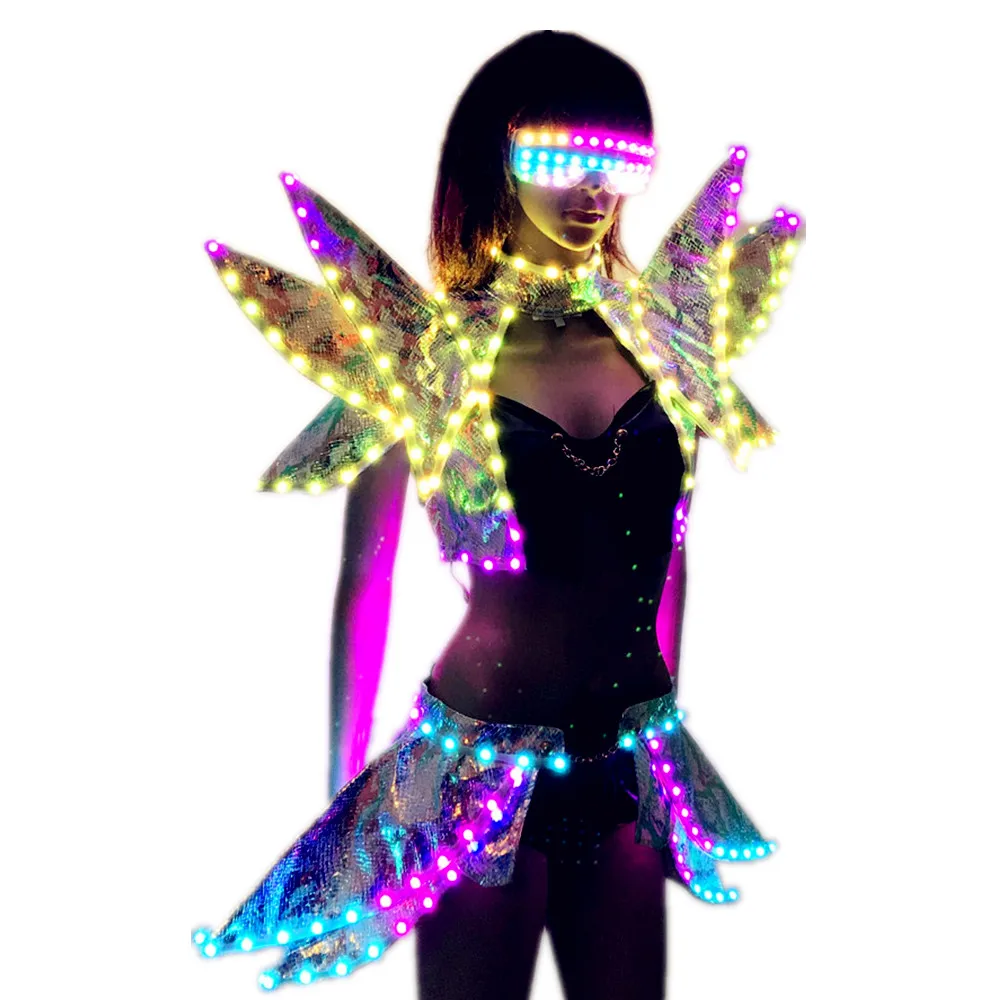 Полный цвет светодиодных костюмов цветной светильник RGB Женская юбка одежда для