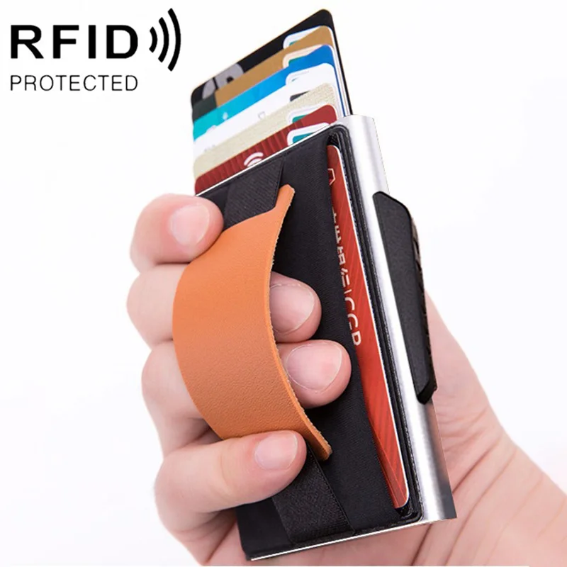 RFID смарт-кошелек держатель кредитной карты металлический тонкий мужской кошелек пройти секретный всплывающий минималистичный кошелек маленький черный кошелек - Цвет: 2