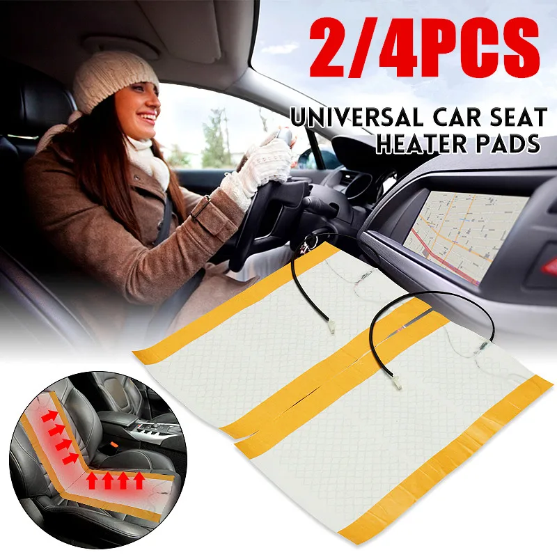 2pcs 12v Universal Car Heat Pad Seat Covers Carbon Fiber Heated Auto