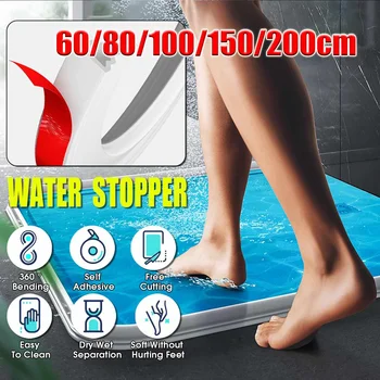 

4 Size Bathroom Water Stopper Water Partition Dry And Wet Separation Flood Barrier Rubber Dam Silicon Water Blocker Don't Slip