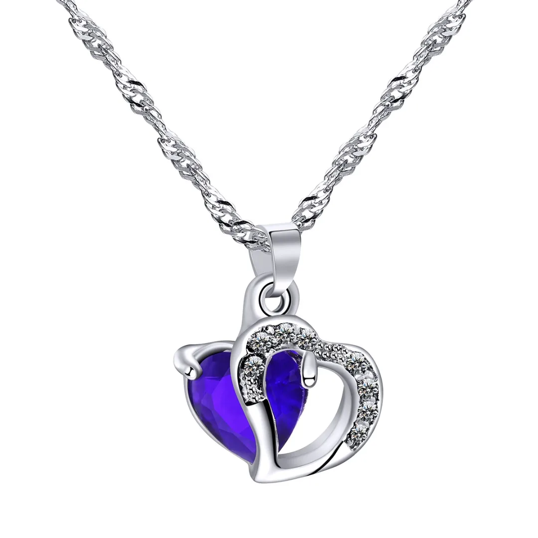 1Pc Vinatge  Heart Love Necklaces & Pendants Shellhard Womens Elegant Rhinestone Long Chain Necklace For Women  Jewelry 7Colors