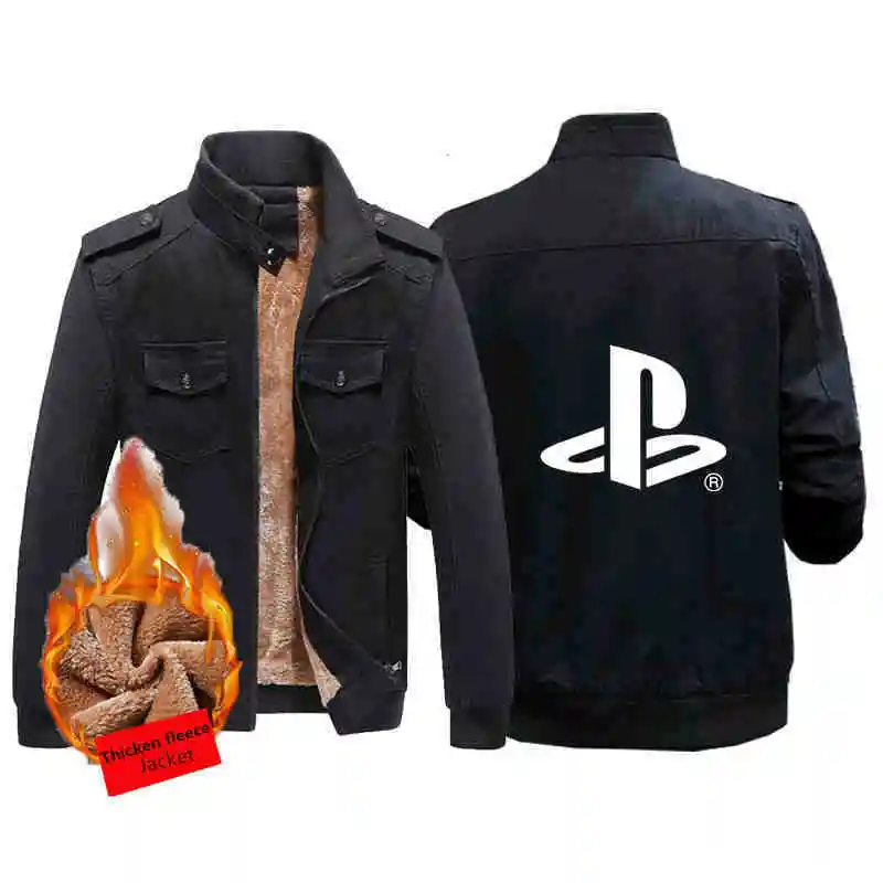 C Мужская зимняя куртка PS4 Playstation Повседневная флисовая супер теплая утепленная толстовка на молнии термо ветрозащитное дышащее пальто - Цвет: C