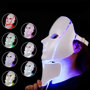 

7 Colors LED Facial Mask Light Therapy Photon Electric LED Face Mask Led with Neck Face Beauty Skin Care Tools Light Cleaners