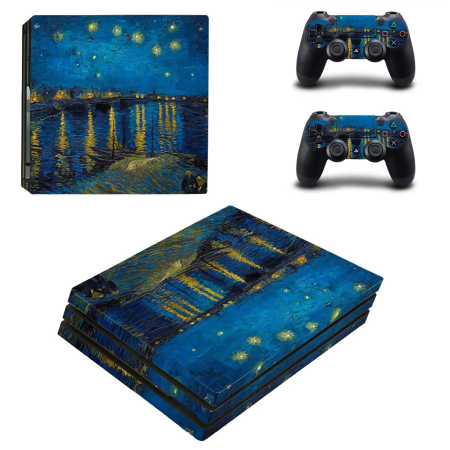 Oil Painting Style Skin Sticker for PS4 Pro PlayStation 4 Pro Console & Controllers Decal Vinyl Skins Accessories Style 18