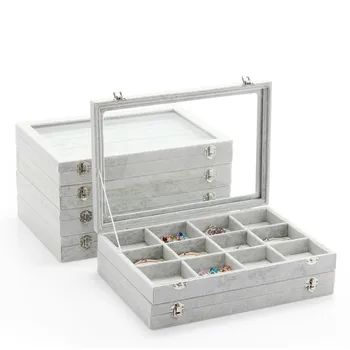 

Large Delicate Suede Jewelry Storage Box Household Earrings Earrings Jewelry Storage Portable Desktop Jewelry Storage Rack
