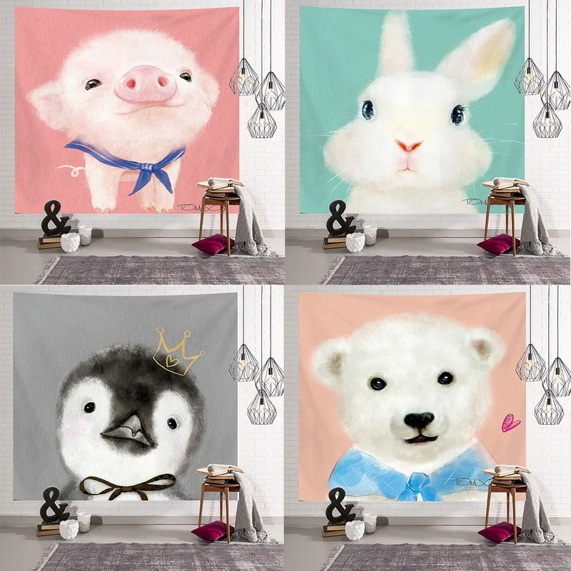 Милая животная Гобеленовая сетка красное украшение для комнаты подвесная ткань