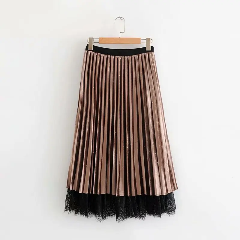 Черный, серый, кофейный гибкий эластичный высокой талией Миди плиссированная Тюлевая бархатная юбка для женщин зимние женские винтажные юбки saia saias